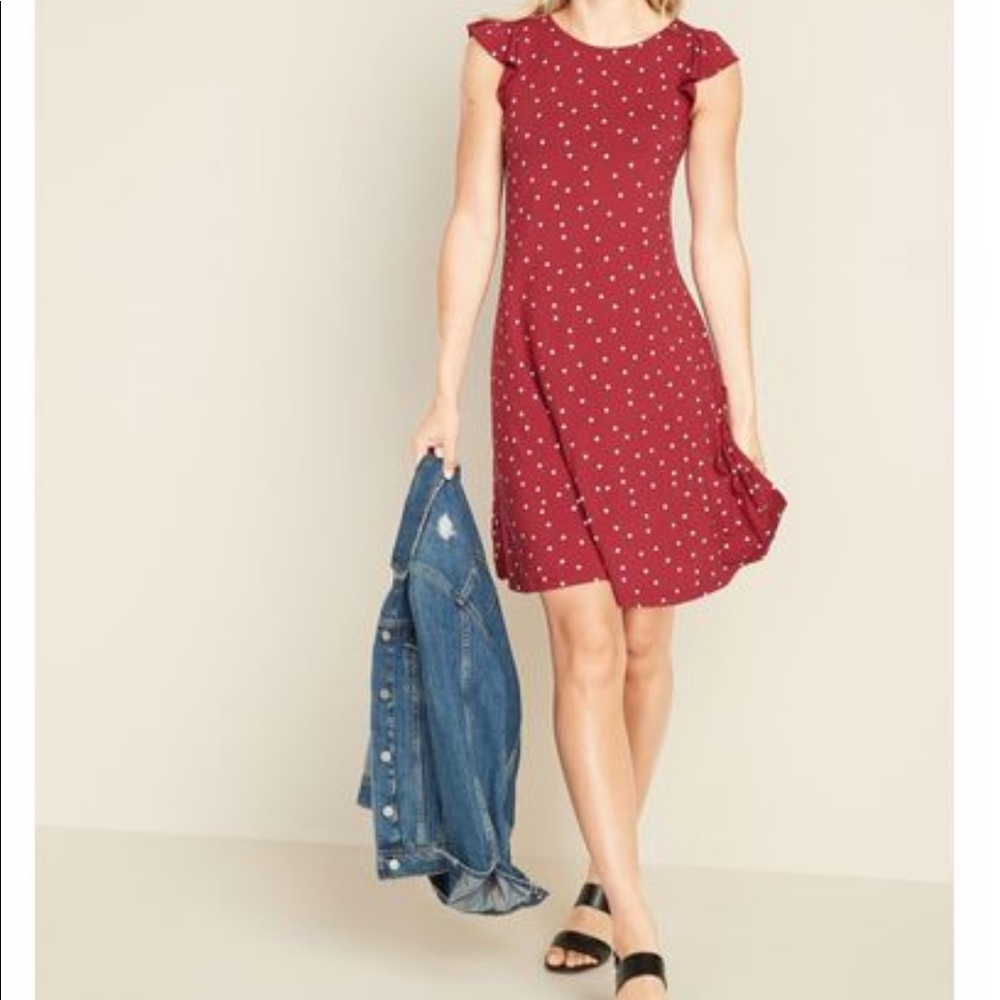 Red / maroon polka dot dress